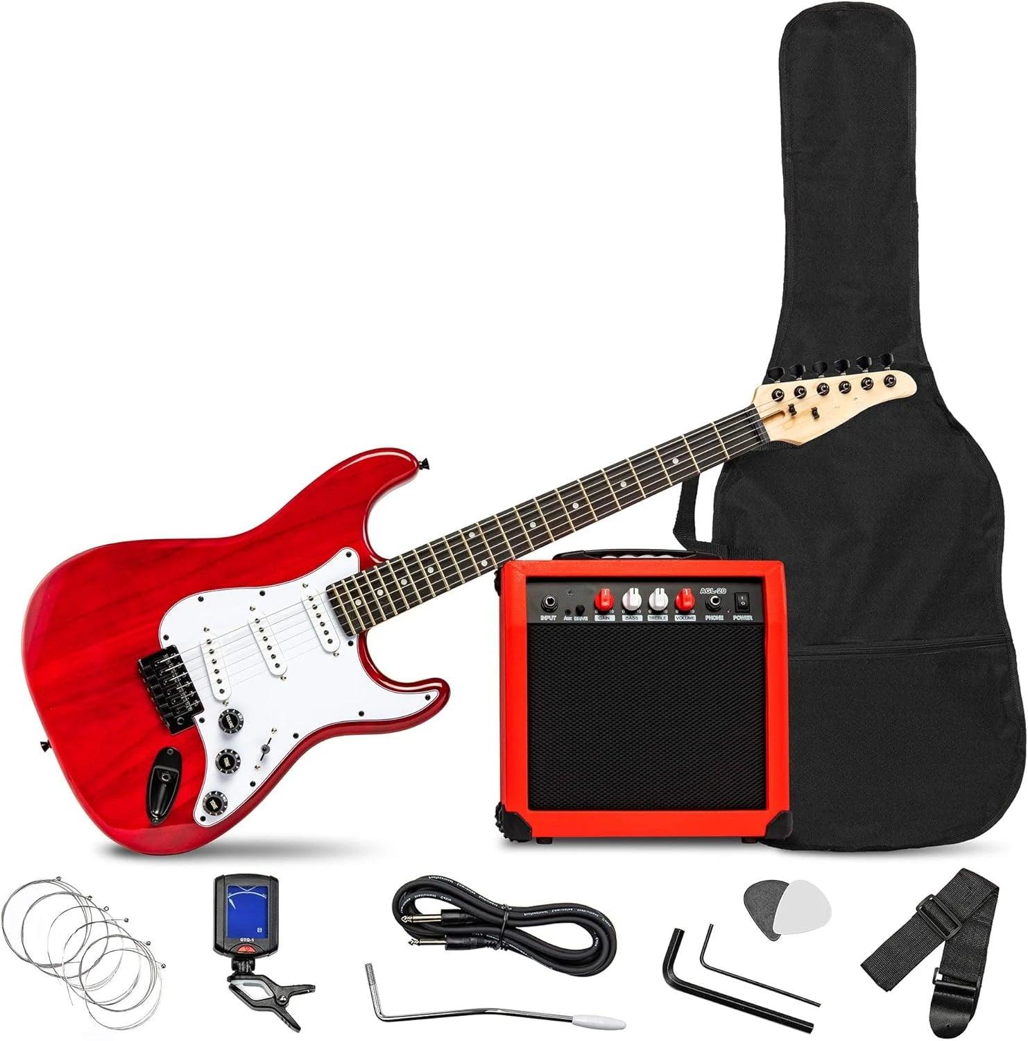 39 inch Electric Guitar Kit for Dummies Bundle with 20w Amplifier, Digital Clip On Tuner, Six Strings, Two Picks, Tremolo Bar,Shoulder Strap - Premium Electric Guitar from Lizard Vigilante - Just $234.56! Shop now at Lizard Vigilante