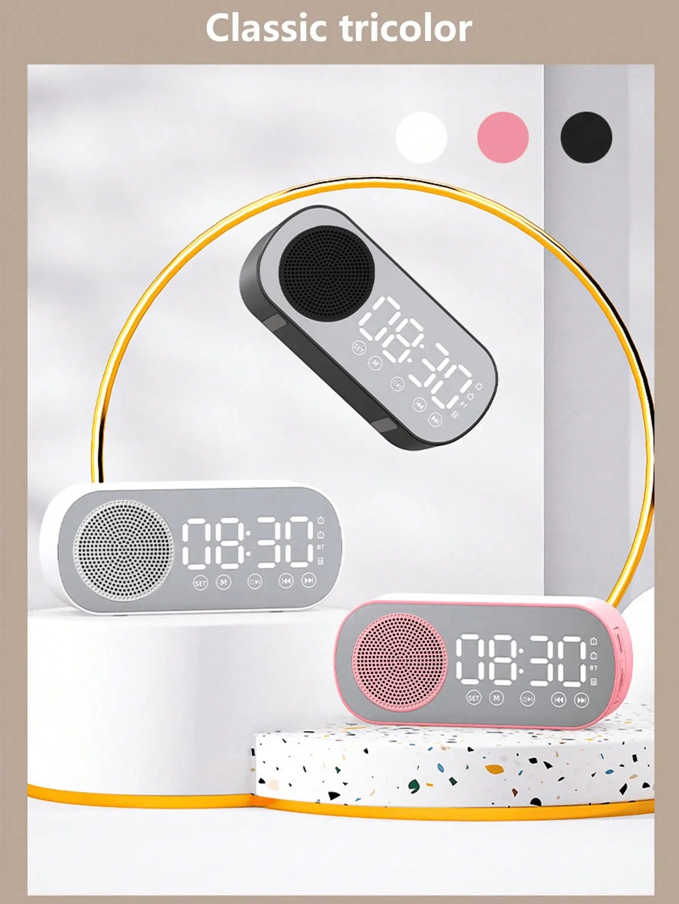 Wireless Bluetooth Speaker, Multi-functional Loud Subwoofer Clock, Mini AI Smart Alarm Clock Speaker