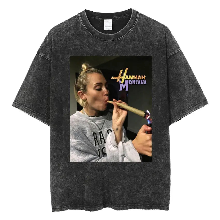 Miley & Montana Mashup: Vintage Washed Aesthetic Hip Hop T-Shirt for Men, Women & Couples – The Ultimate 4-Season Style Revolution - Premium tee from Lizard Vigilante - Just $26.66! Shop now at Lizard Vigilante