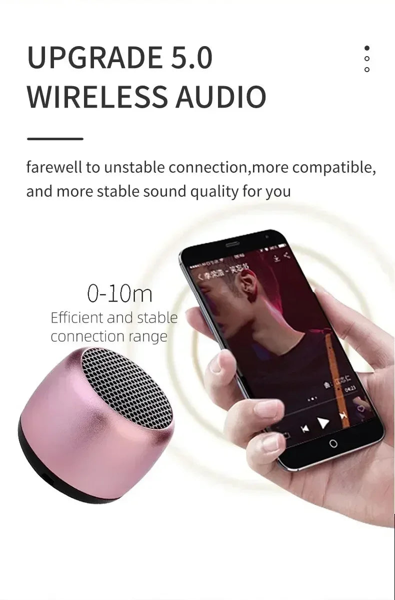 Mini Bluetooth Speaker HD Sound with Bass Smallest Wireless Speaker for Phone PC Tablet with Selfie Button Call Function Cute