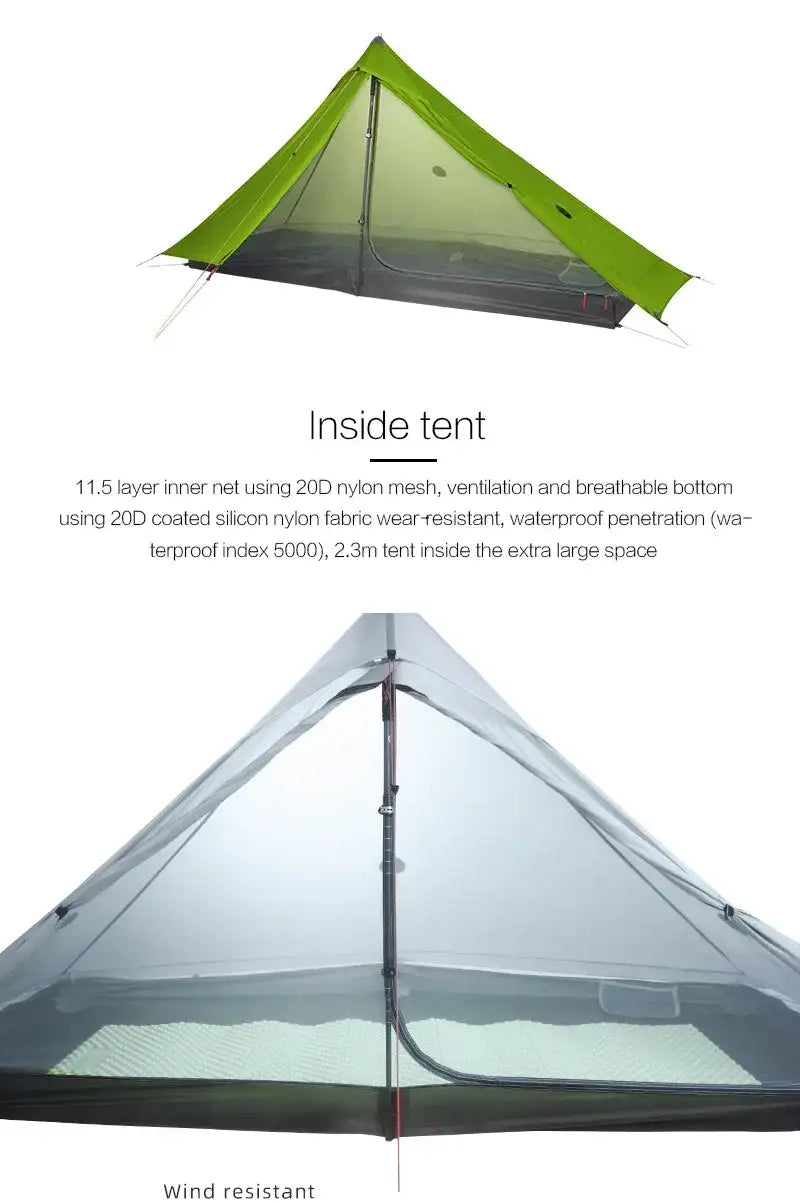 [HODR] 3F UL GEAR Lanshan 1 pro Tipi Tent Rodless Solo Ultralight 690g 20D Nylon Fabric Camping Season Tent Trekking Tents