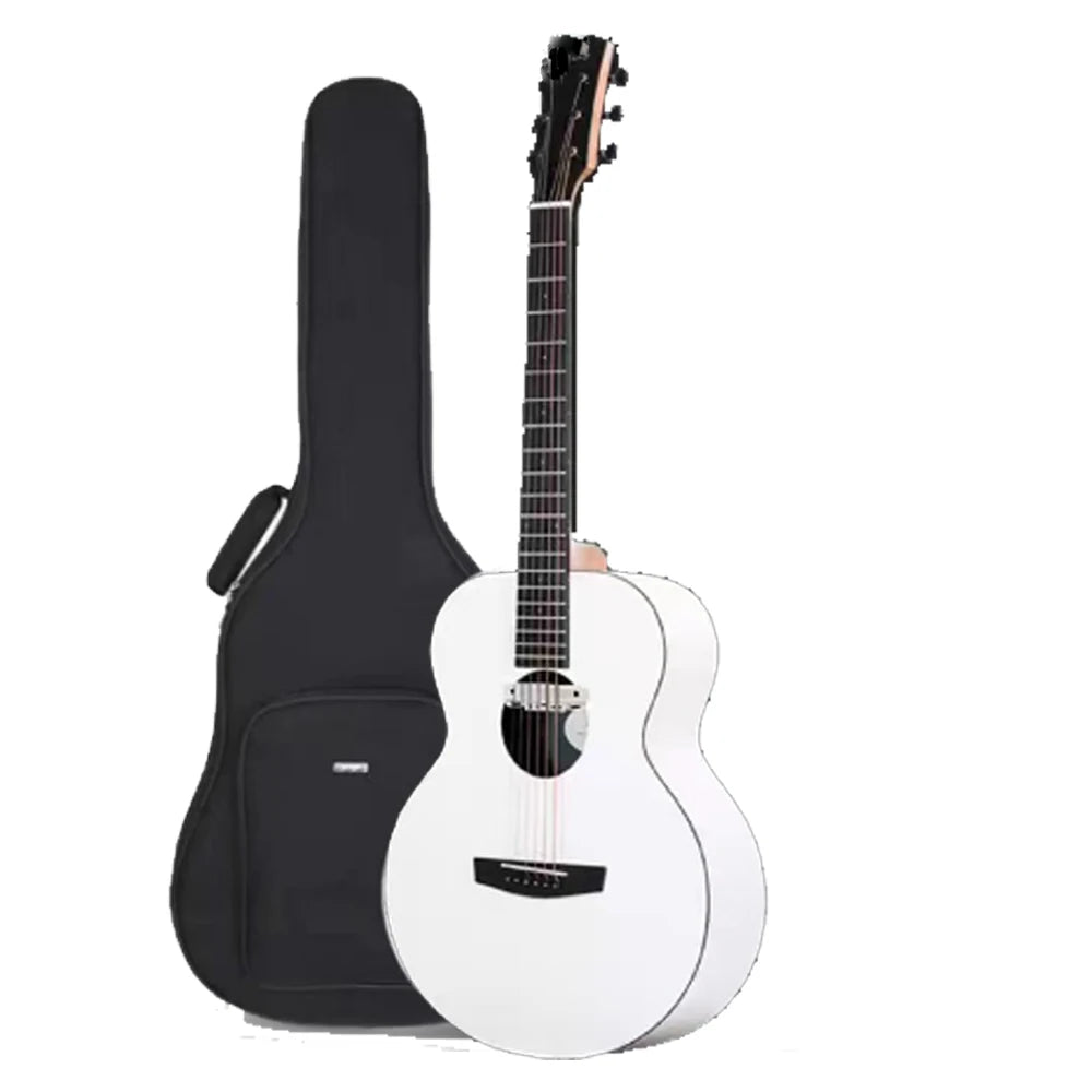 Enya X0 Guitar High-Colour Glacier White 41 Inch Folk Guitar - Lizard Vigilante