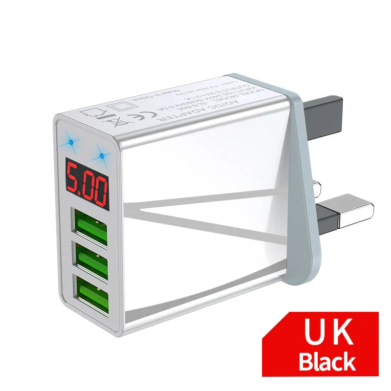 3.4A USB Charger Digital Display Quick Charge 3.0 Mobile Phone Chargers For iPhone Samsung Xiaomi Huawei Fast Charging Adapter