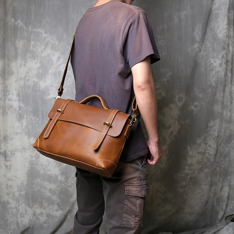 Vintage Leather Messenger Bag - Timeless Style and Durability - Premium messenger bag from Lizard Vigilante - Just $138.88! Shop now at Lizard Vigilante