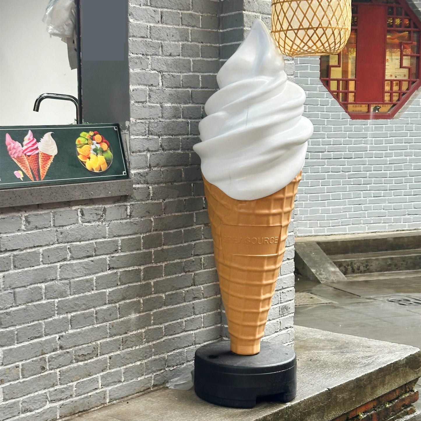 150cm Sculpture Soft Serve Ice Cream Shape Cone Tall Model Display Big Lamp Box Attact Attention Eye Simulation Show Shop Sweet
