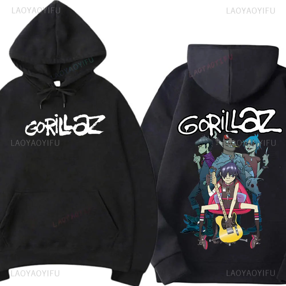 Vintage Gorillaz Rock Band Printed Hoodie – Harajuku Streetwear Pullover for Men & Unisex Casual Style - Premium hoodie from Lizard Vigilante - Just $39.99! Shop now at Lizard Vigilante