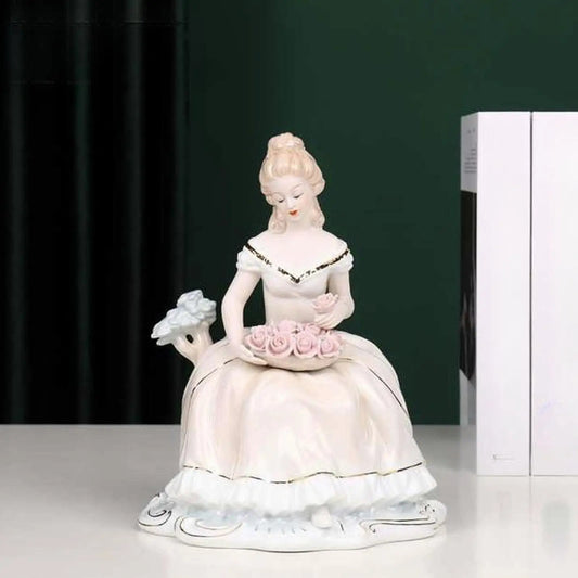 Girl Statue Decoration Collection Porcelain Sculpture for Office Living Room Bedroom Tabletop Ornament