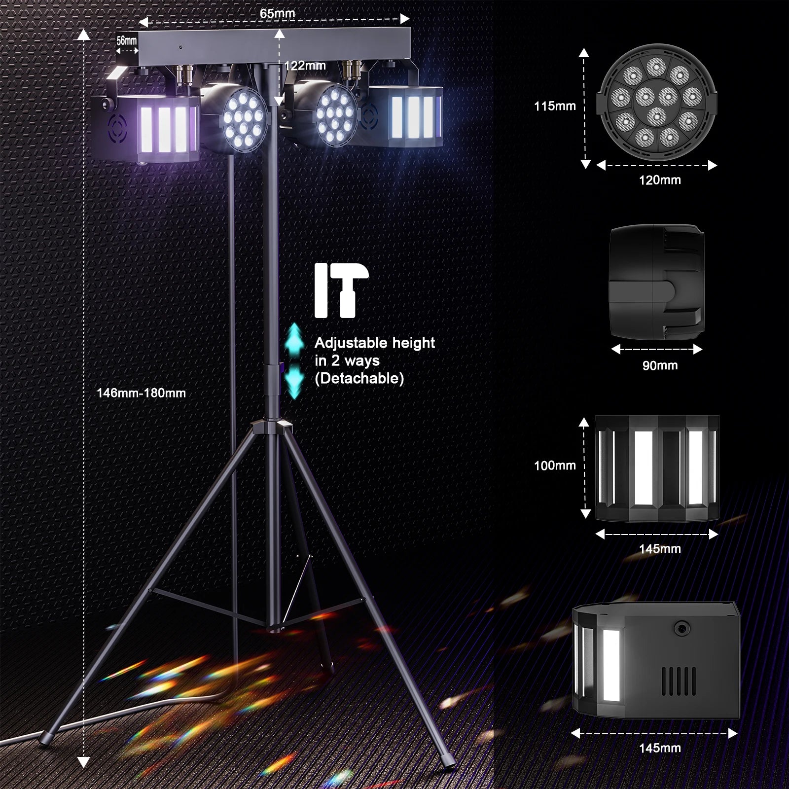 Somspot RGBW Stage LED Par Light Dyeing Induction Sword Beam Effect Combination Bracket Lights for Churche Concert Wedding Party - Premium special effects lighting from Lizard Vigilante - Just $238.88! Shop now at Lizard Vigilante