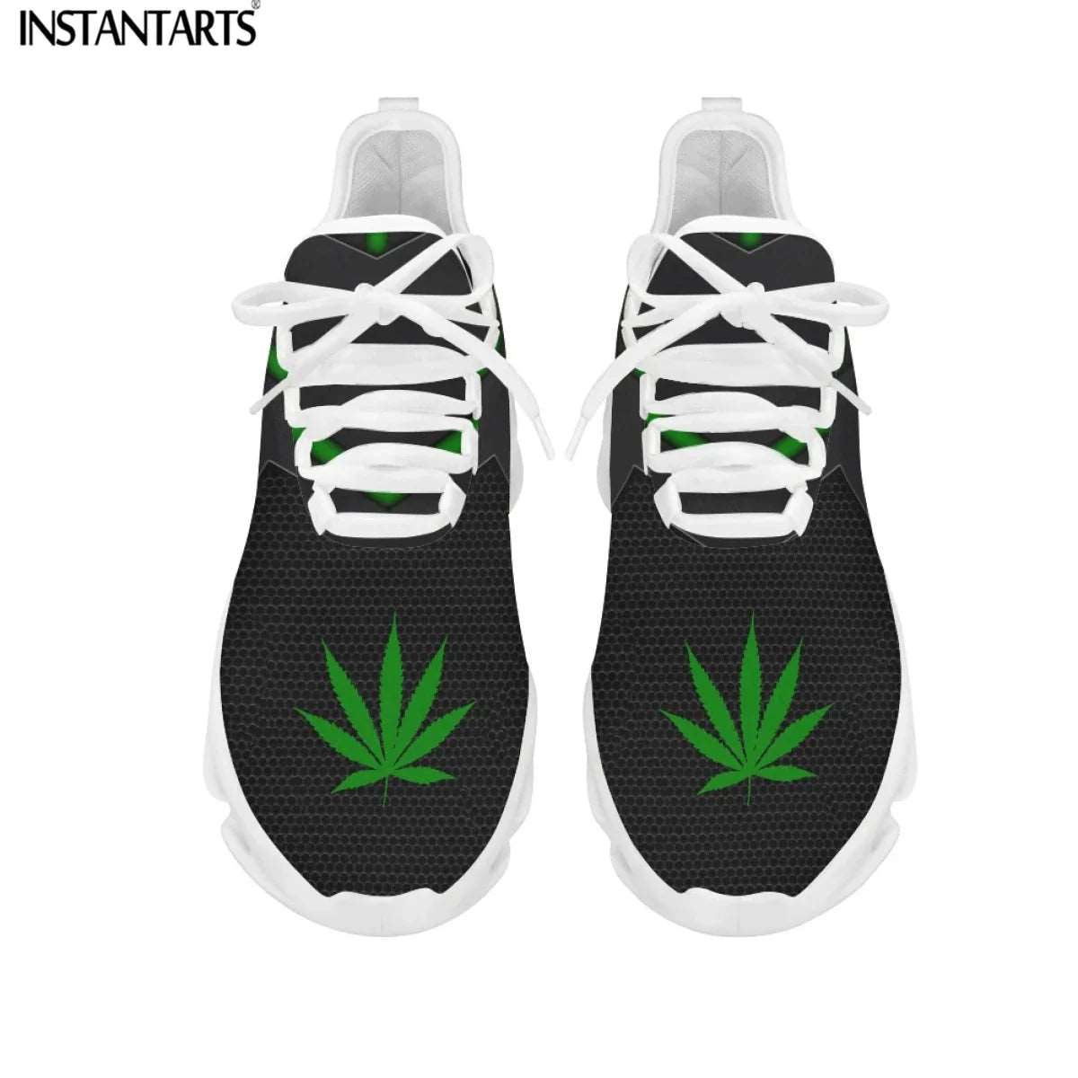 3D Green Weed Leaves Printing Athletic Shoes for Women Breathable Lace Comfort Femme Footwear Platform Sneakers 2024 - Premium shoes from Lizard Vigilante - Just $49.99! Shop now at Lizard Vigilante