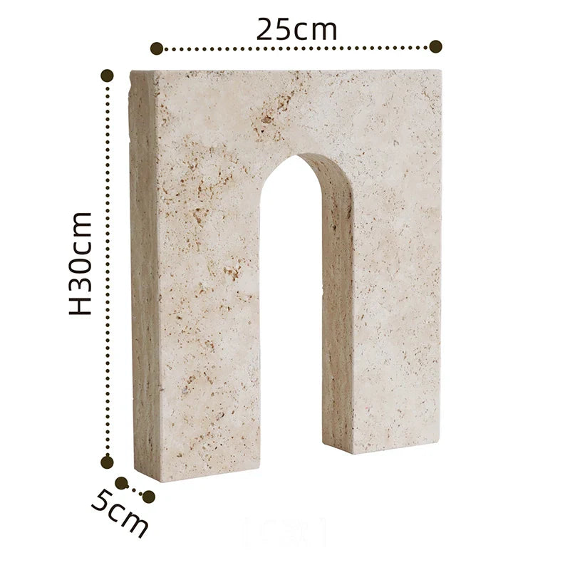 Travertine Sculptures and Figurines Archway Shape Statue for Shelf Coffee Table TV Cabinet Bookshelf Living Room Home Decoration