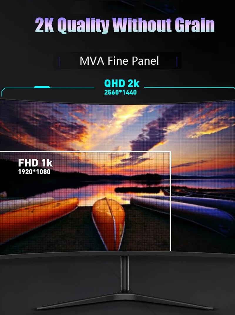 27 Inch VA 165hz Monitors Gamer 1MS 2K QHD 144hz Gaming Monitors PC LCD Curved Screen Monitor for Desktop Displays HDMI DP
