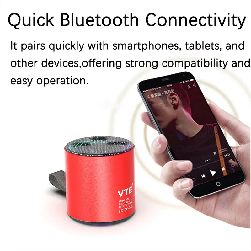 Wireless Speaker Portable Bluetooth 5.3 RGB Light Music Player Long Play TWS Connectivity Mic Subwoofer Mini Outdoor Bass Sound