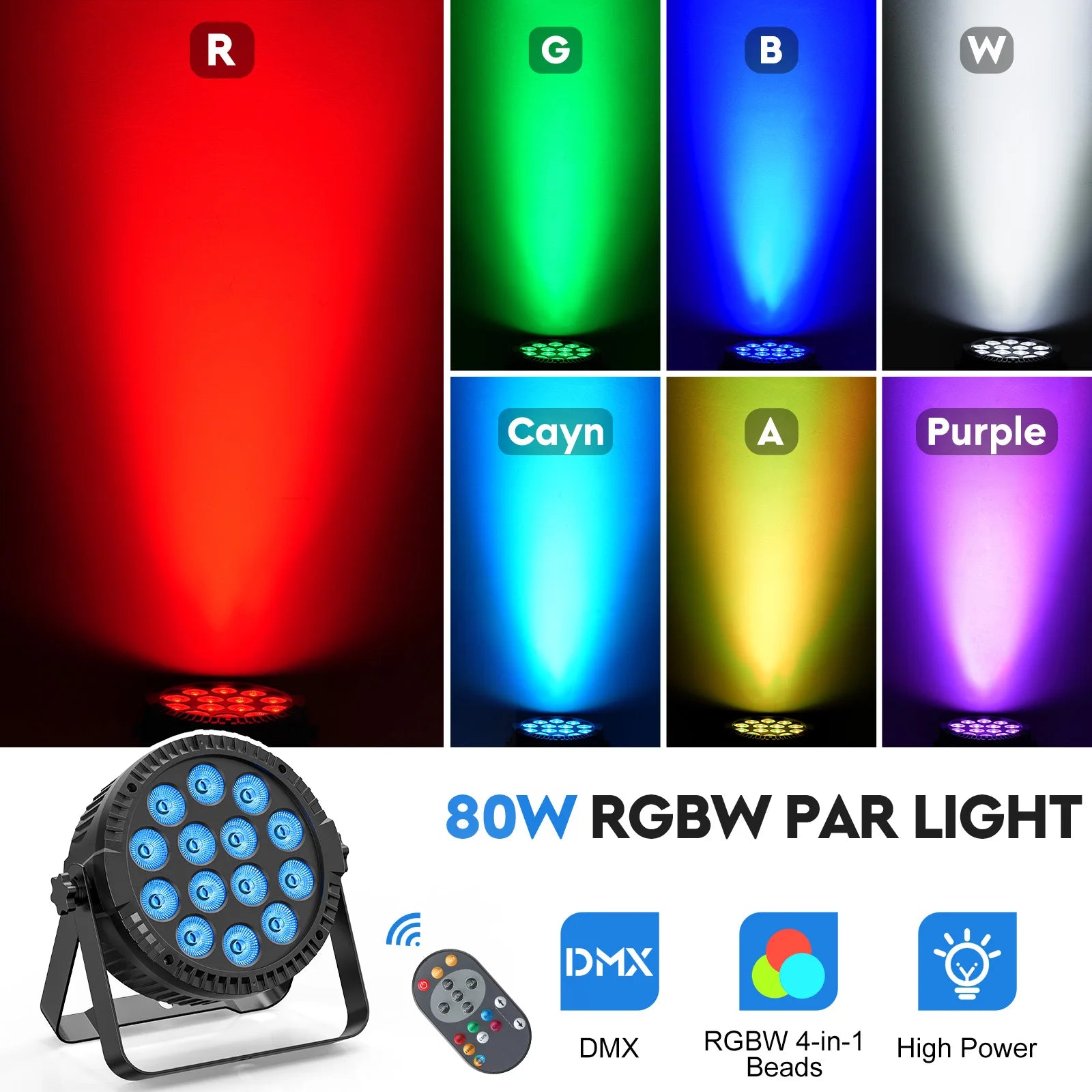 U'King 4PCS 80W Par Light 4in1 RGBW 14 LED Stage Effect Light DMX512 Remote Control Flat Light for KTV DJ Disco Bar Stage Light - Premium  from Lizard Vigilante - Just $118.99! Shop now at Lizard Vigilante