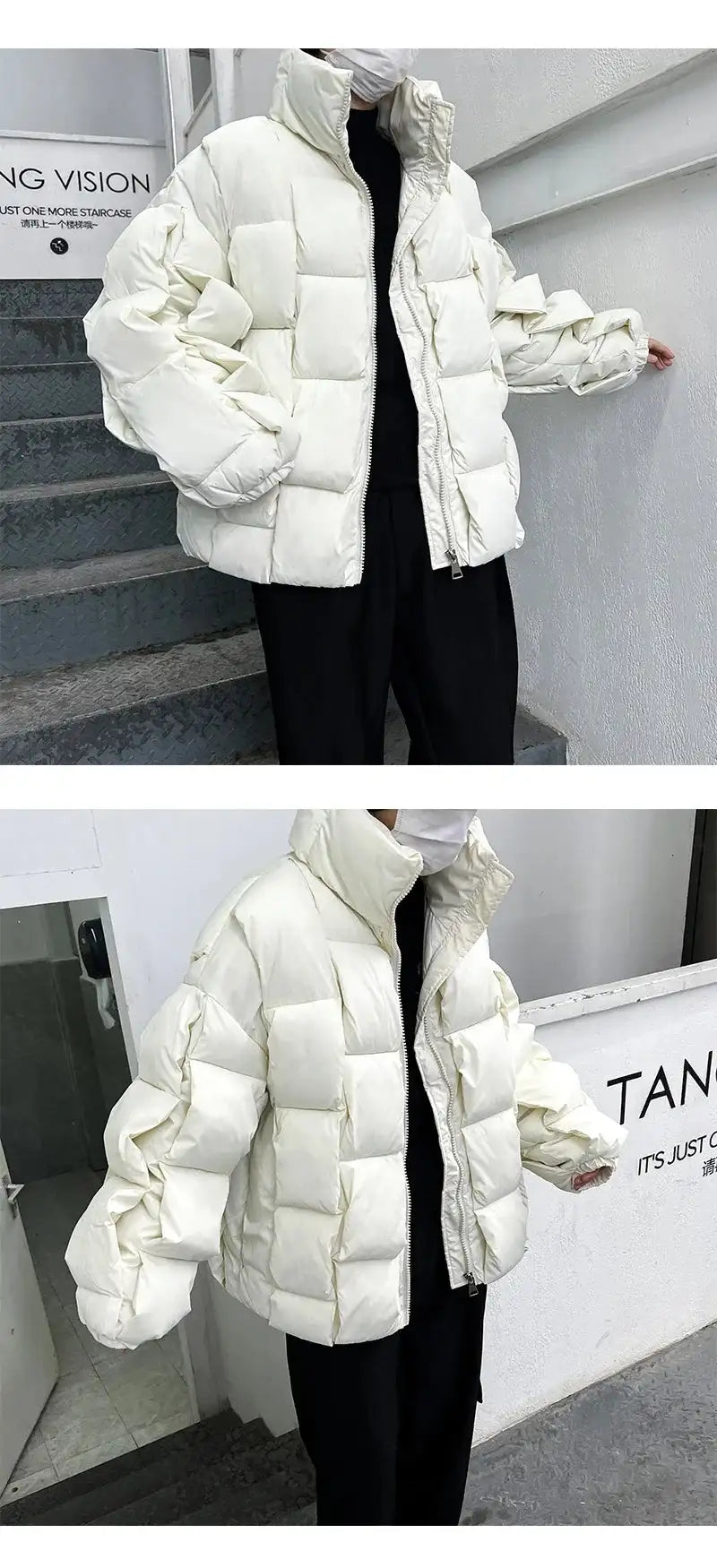 2023 Korean Fashion Thick Winter Jacket Men Parkas Jacket Men Outwear Coats Solid Stand Collar Windbreaker Cotton Padded Jacket