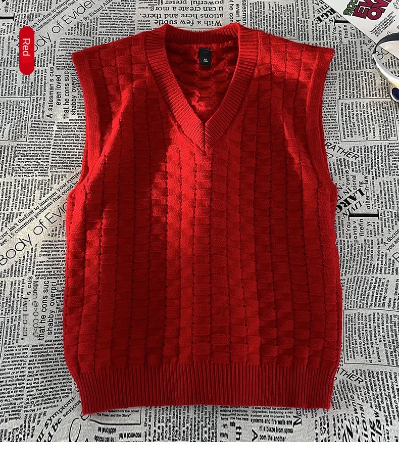 “GRUNGEWEAVE 666” Vintage Knit Vest – Jacquard Check Pattern Sleeveless V-Neck Armor for Off-Stage Legends & Louder Lives - Premium vest from dsers - Just $47.99! Shop now at Lizard Vigilante