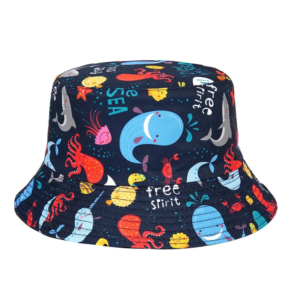 Summer Sun Protection Bucket Hat for Men Women Panama Cap Print Hip Hop Gorros Fishing Fisherman Hat Double Side Wear Fashion - Premium T-Shirts from Lizard Vigilante - Just $7.99! Shop now at Lizard Vigilante