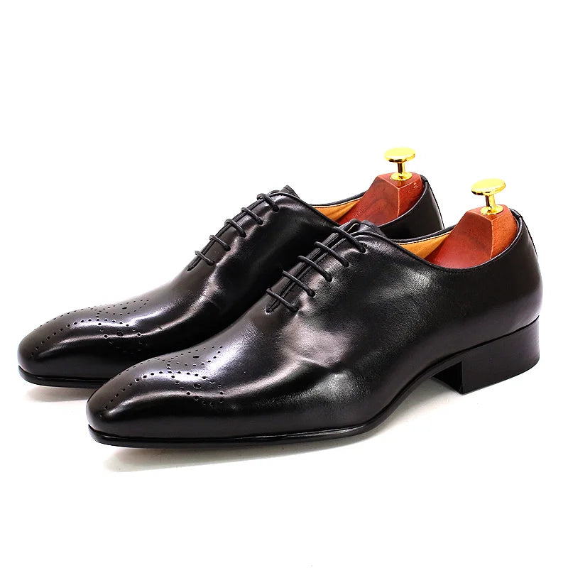 Felix Chu Men's Oxford Genuine Leather Shoes | Whole Cut Pointed Toe Lace-Up Formal Dress Shoes | Perfect for Business & Weddings - Premium flats from Lizard Vigilante - Just $88.88! Shop now at Lizard Vigilante