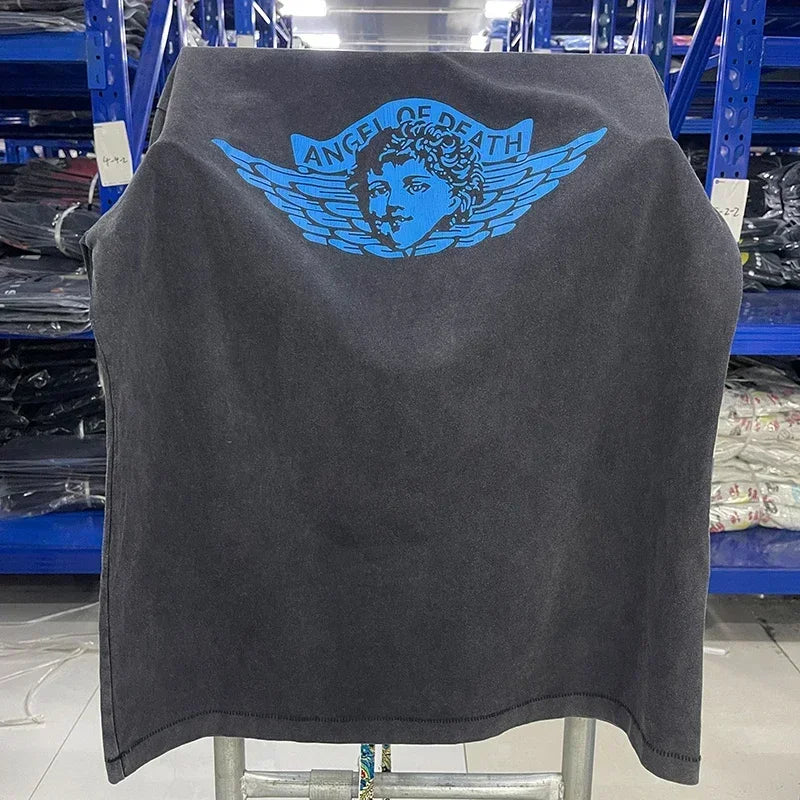 Men Women High Street Vintage Washed Black T-Shirt Top Quality Cototn TEE 3D Cracked Letters Logo Print Saint T Shirt With Tags - Premium  from Lizard Vigilante - Just $64.99! Shop now at Lizard Vigilante