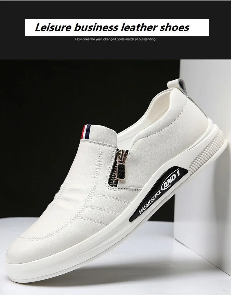 Leather shoes for men in spring new Korean casual leather shoes small white shoes fashionable and trendy breathable driving shoe - Premium  from Lizard Vigilante - Just $22.99! Shop now at Lizard Vigilante