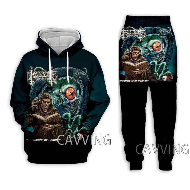 Gruesome Rock 3D Printed Casual Hoodie & Jogging Pants Set – Unisex Hooded Sweatshirt & Trousers Suit for Men and Women, Spring & Autumn Fashion - Premium hoodie from Lizard Vigilante - Just $67.99! Shop now at Lizard Vigilante