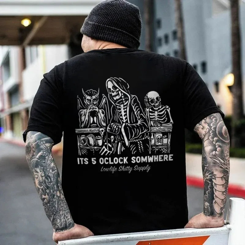Gothic Punk Style Skull Graphic Men Tshirts Street Rock Hip-Hop Streetwear Grunge Heavy Metal Rock Top Oversized Tee Ropa Hombre - Premium  from Lizard Vigilante - Just $23.99! Shop now at Lizard Vigilante