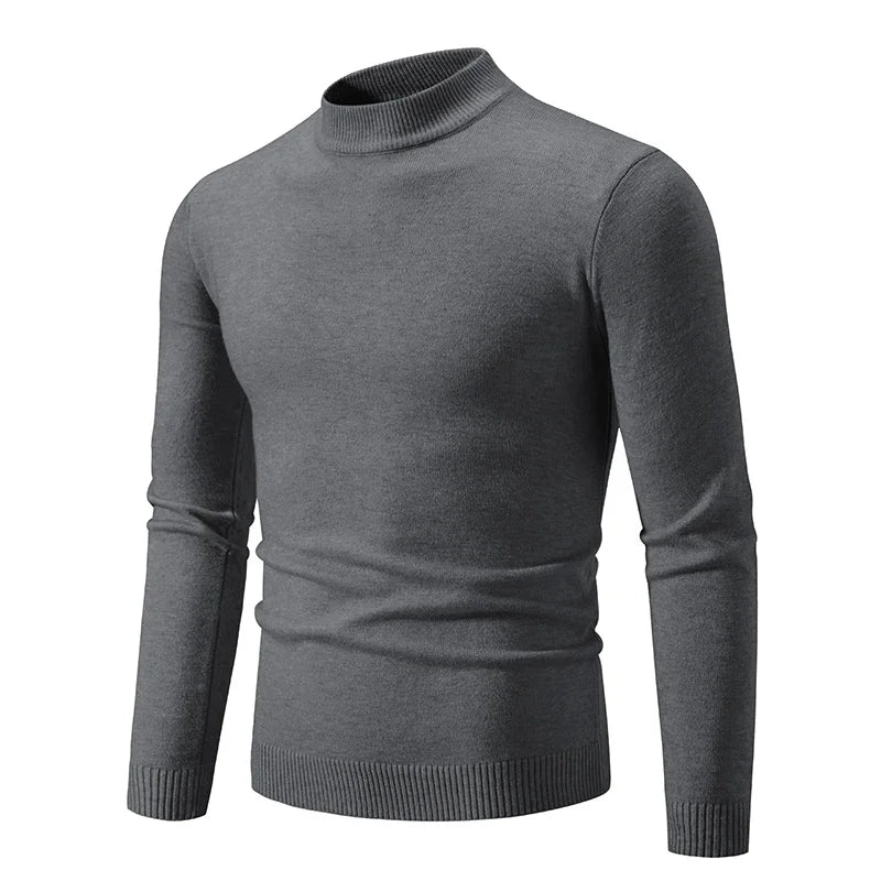New Sweatwear Men's Half Neck Basic Solid Color Sweaters Round Neck Elastic Pullovers Warm Autumn Knitted Oversized Sweater Men - Premium  from Lizard Vigilante - Just $22.99! Shop now at Lizard Vigilante