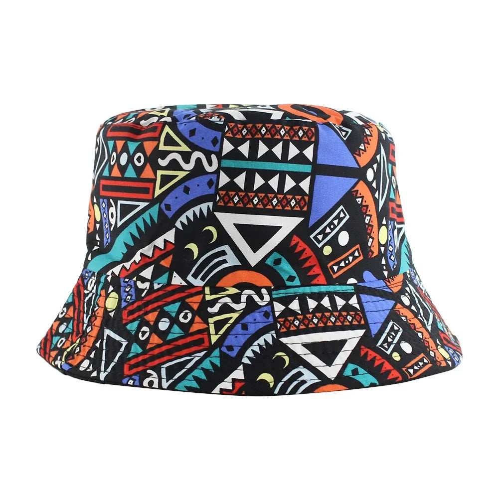 Summer Sun Protection Bucket Hat for Men Women Panama Cap Print Hip Hop Gorros Fishing Fisherman Hat Double Side Wear Fashion - Premium T-Shirts from Lizard Vigilante - Just $7.99! Shop now at Lizard Vigilante