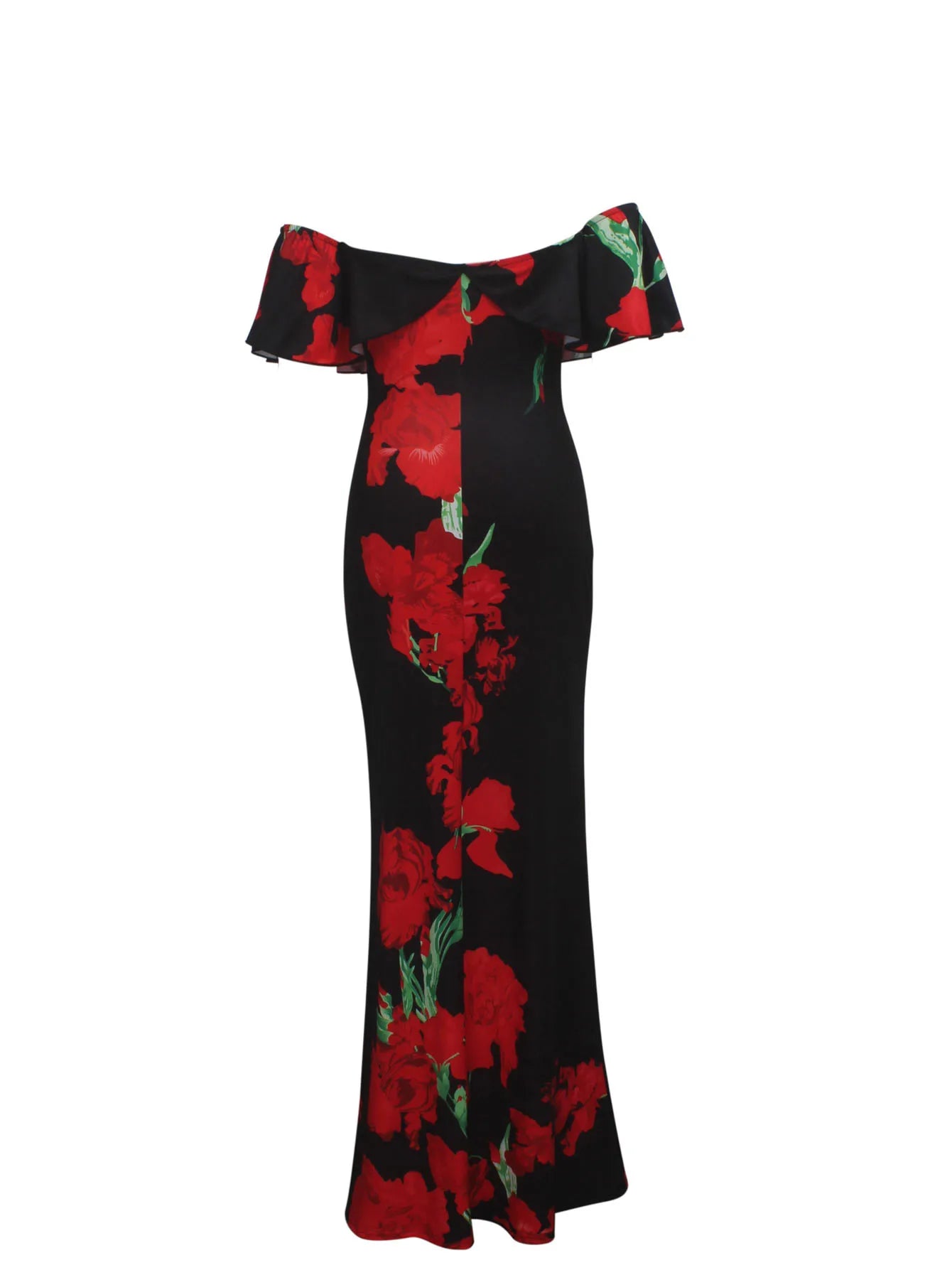 Women Rose Sunflower Floral Print Strapless Sexy Bodycon Slash Neck Off Shoulder Short Sleeve Polyester Floor Length Maxi Dress - Premium  from Lizard Vigilante - Just $51.99! Shop now at Lizard Vigilante