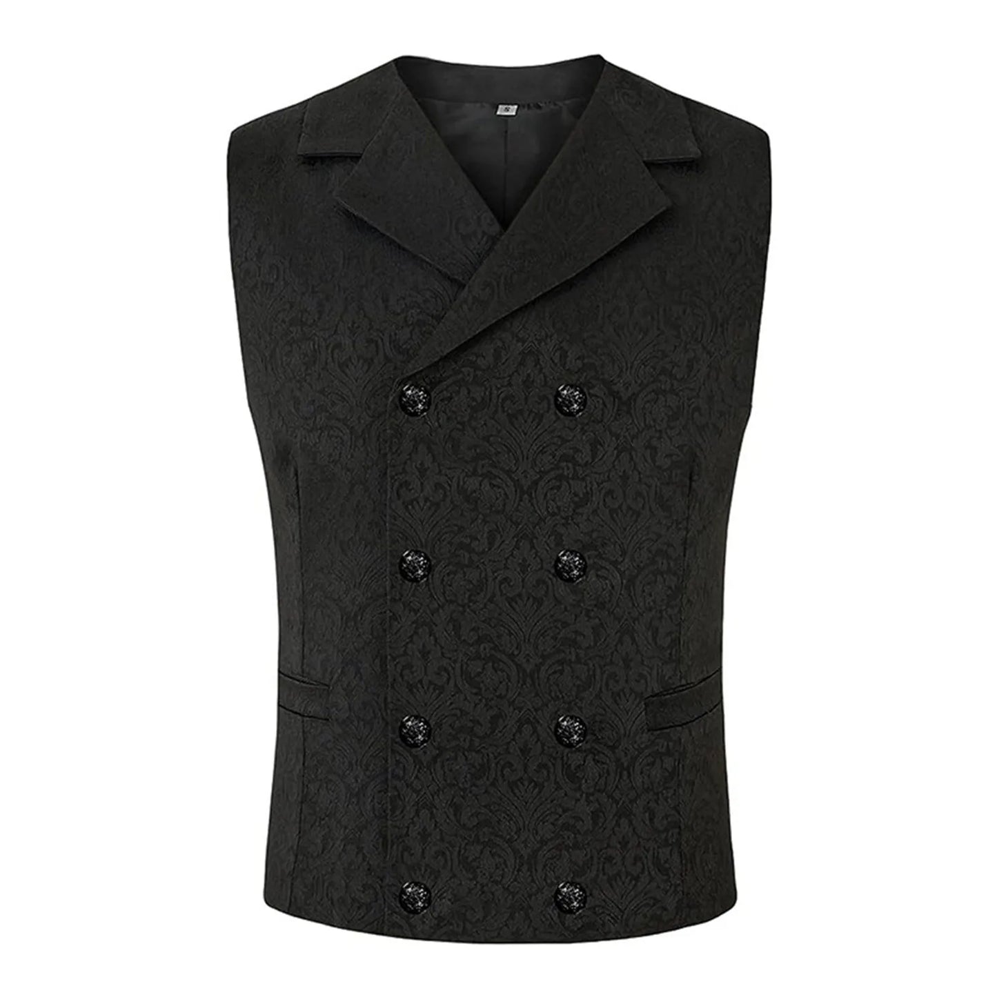 Men's Victorian Steampunk Vest – Vintage Black Double Breasted Sleeveless Suit Jacket - Premium jacket from Lizard Vigilante - Just $28.88! Shop now at Lizard Vigilante