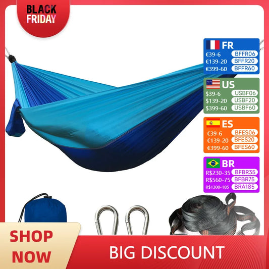 Zowee Portable Nylon Parachute Camping Hammock – Single & Double Size, Heavy Duty Outdoor Hiking & Garden Hammock with Tree Straps - Premium hammock from Lizard Vigilante - Just $38.88! Shop now at Lizard Vigilante