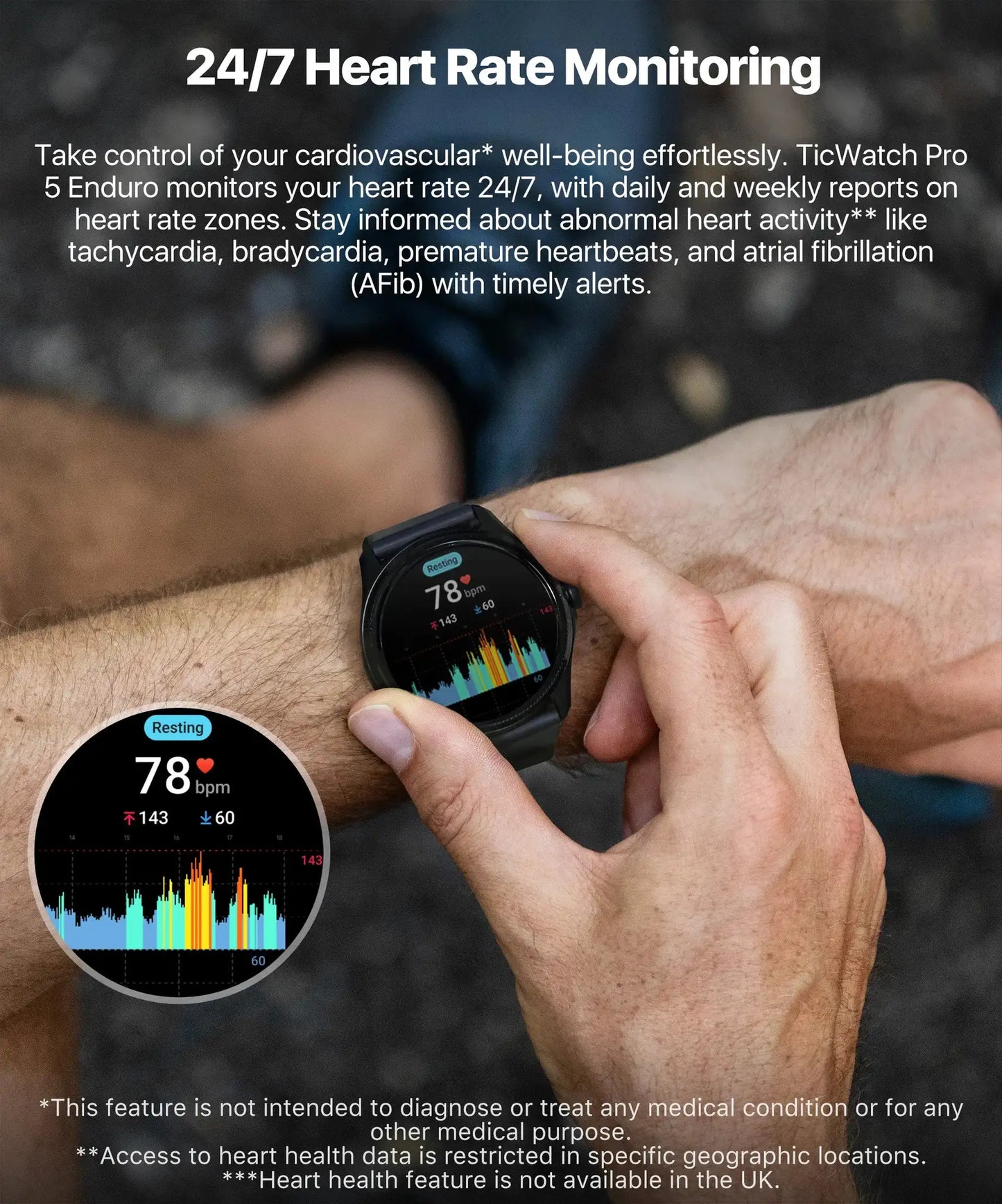 TicWatch Pro 5 Enduro Wear OS Smartwatch for Men 90Hrs Battery 110+ Workout Modes 7/24 Heart Rate Compass and Android Compatible