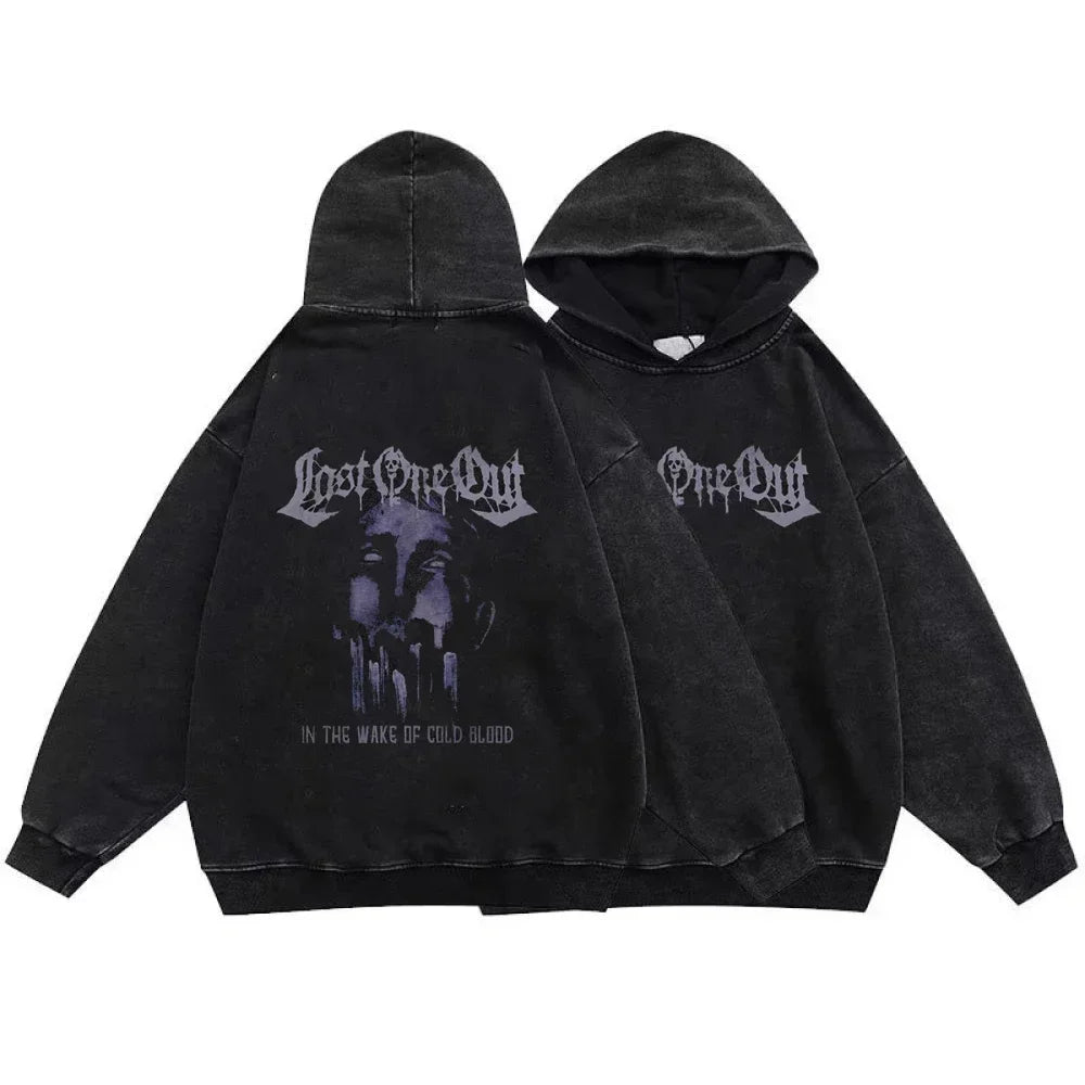 Vintage Gothic Skeleton Hoodie – Y2K Streetwear Sweatshirt with Bold Letter Print, Cotton Long Sleeve Pullover - Premium hoodie from Lizard Vigilante - Just $43.88! Shop now at Lizard Vigilante