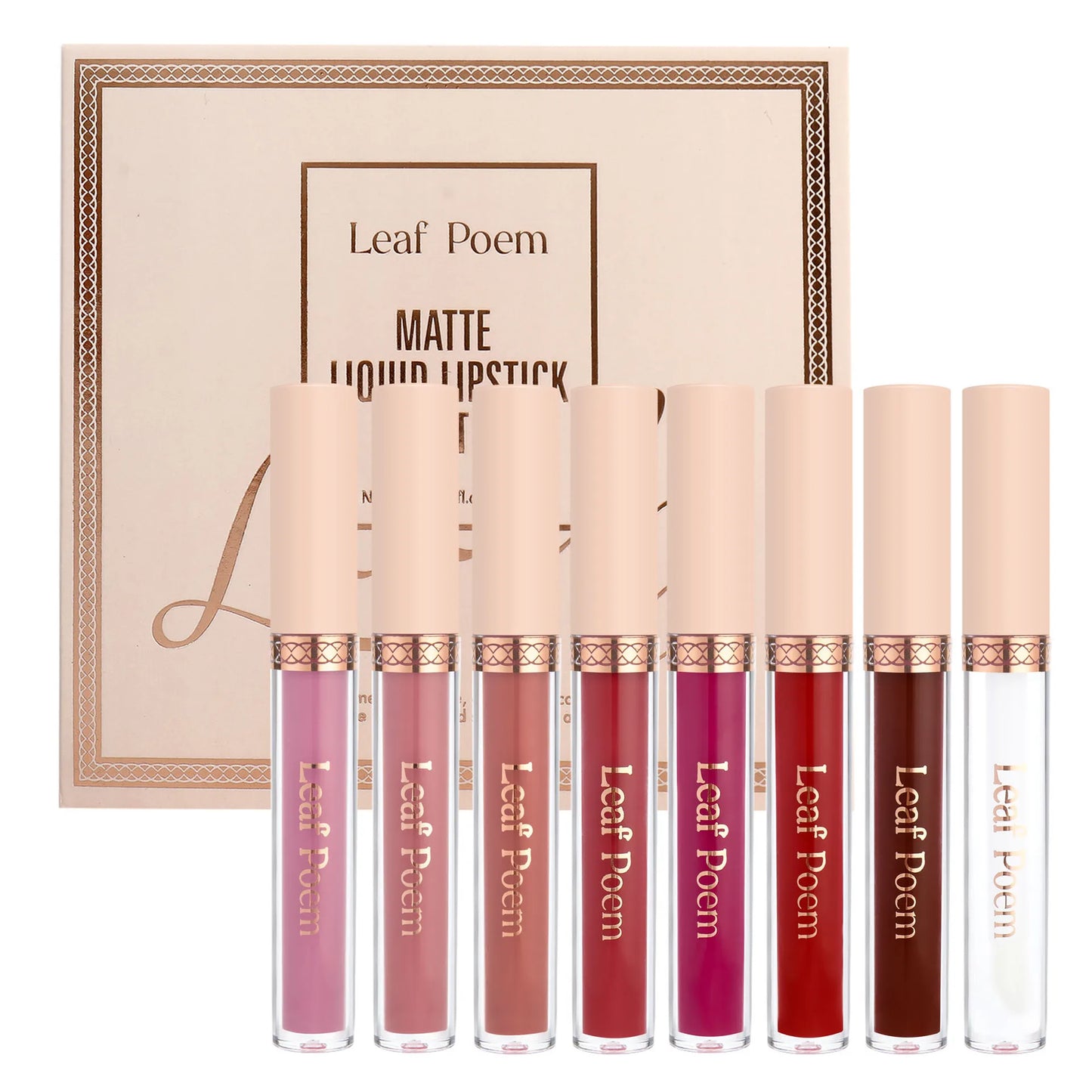 8 pcs matte liquid lipstick, lip glaze - waterproof, non-stick, long-lasting lip gloss, brown, pink, purple and red tones, suitable for Valentine's Day, daily, parties, travel