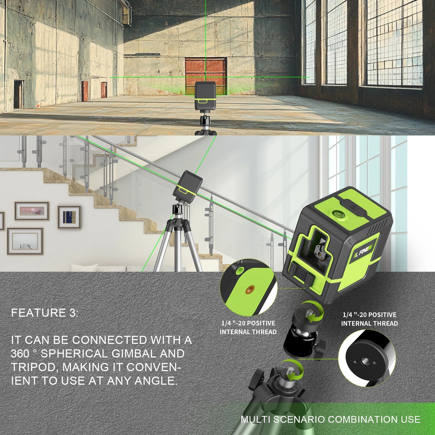 LFine 2-Line Laser Level with Tripod – Professional Horizontal & Vertical Precision 360° Self-Leveling Tool for Accurate Measurements - Premium laser level from dsers - Just $70.99! Shop now at Lizard Vigilante