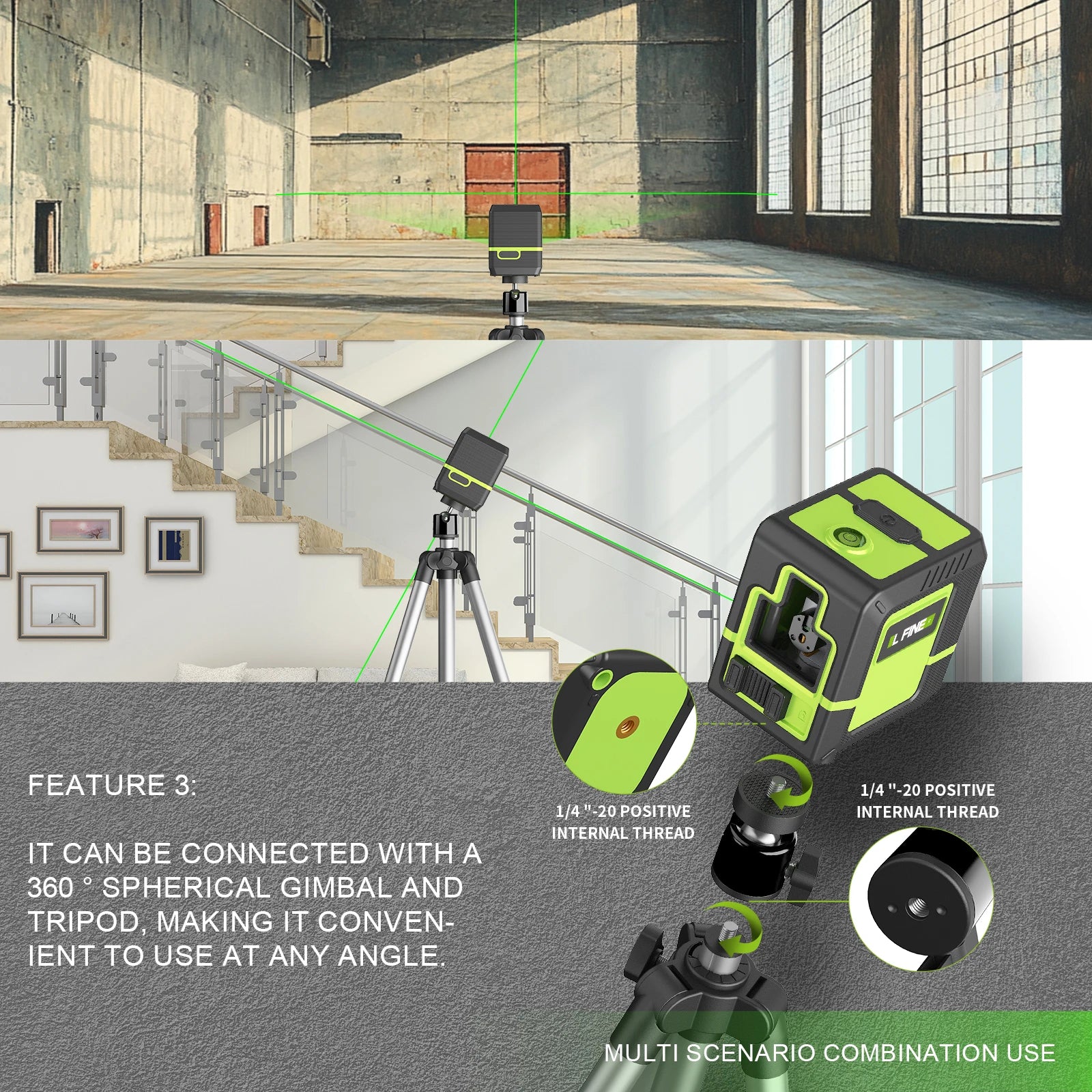 LFine 2-Line Laser Level with Tripod – Professional Horizontal & Vertical Precision 360° Self-Leveling Tool for Accurate Measurements - Premium laser level from dsers - Just $70.99! Shop now at Lizard Vigilante