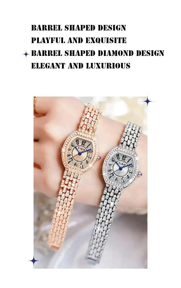 UTHAI L95 Women's Watch Light luxury Retro Barrel Shaped Digital Diamond inlaid Waterproof Ladies Fashion Quartz Clock Watches