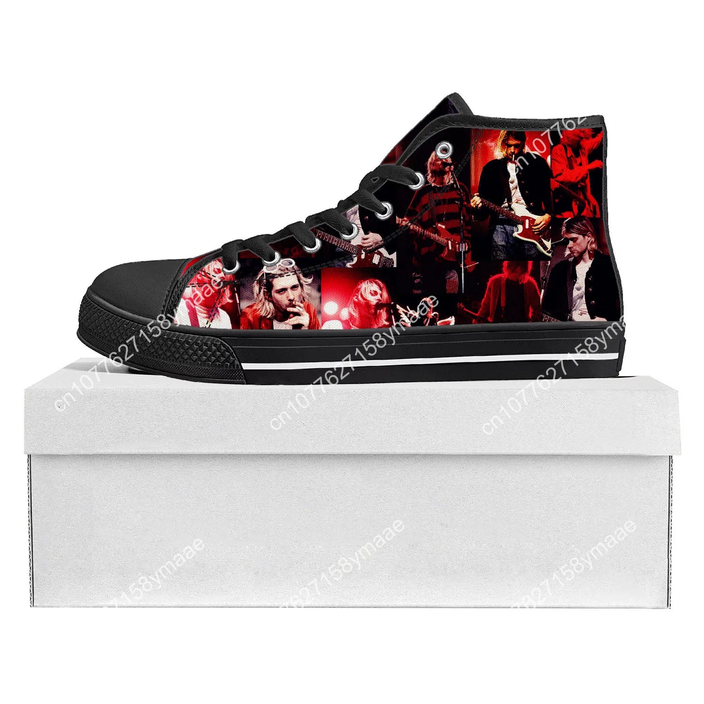 Kurt Cobain Custom High Top Canvas Sneakers – Unique Design for Men & Women - Premium shoe from Lizard Vigilante - Just $48.88! Shop now at Lizard Vigilante