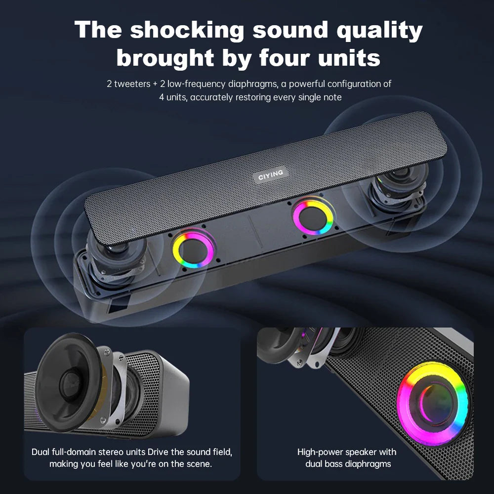 Bluetooth Speaker HD Sound Portable Playback AUX TF Card and USB LED Light Speaker Bluetooth 5.3 Wireless Loud Speaker amplified