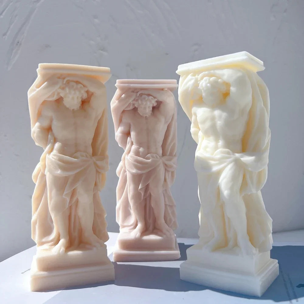 Atlant Statue Silicone Mold Unique Bust Sculpture Soy Wax Candle Mould Greek Mythology Home Decor
