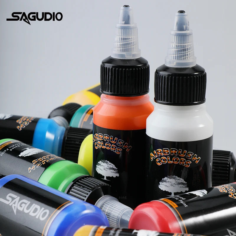 SAGUDIO 12-Color Airbrush Acrylic Paint Set 30ml Bottles Water-Based Waterproof Quick-Dry for Models, Shoes, Wood, Fabric, Leather - Premium paint from dsers - Just $83.38! Shop now at Lizard Vigilante