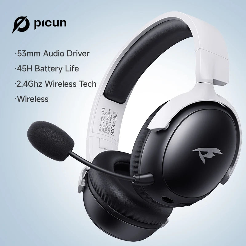 Picun G3 2.4GHz Wireless Gaming Headset - Low Latency, 3D Spatial Audio, and ENC Mic for Ultimate Gaming Experience - Premium gaming headset from Lizard Vigilante - Just $88.88! Shop now at Lizard Vigilante