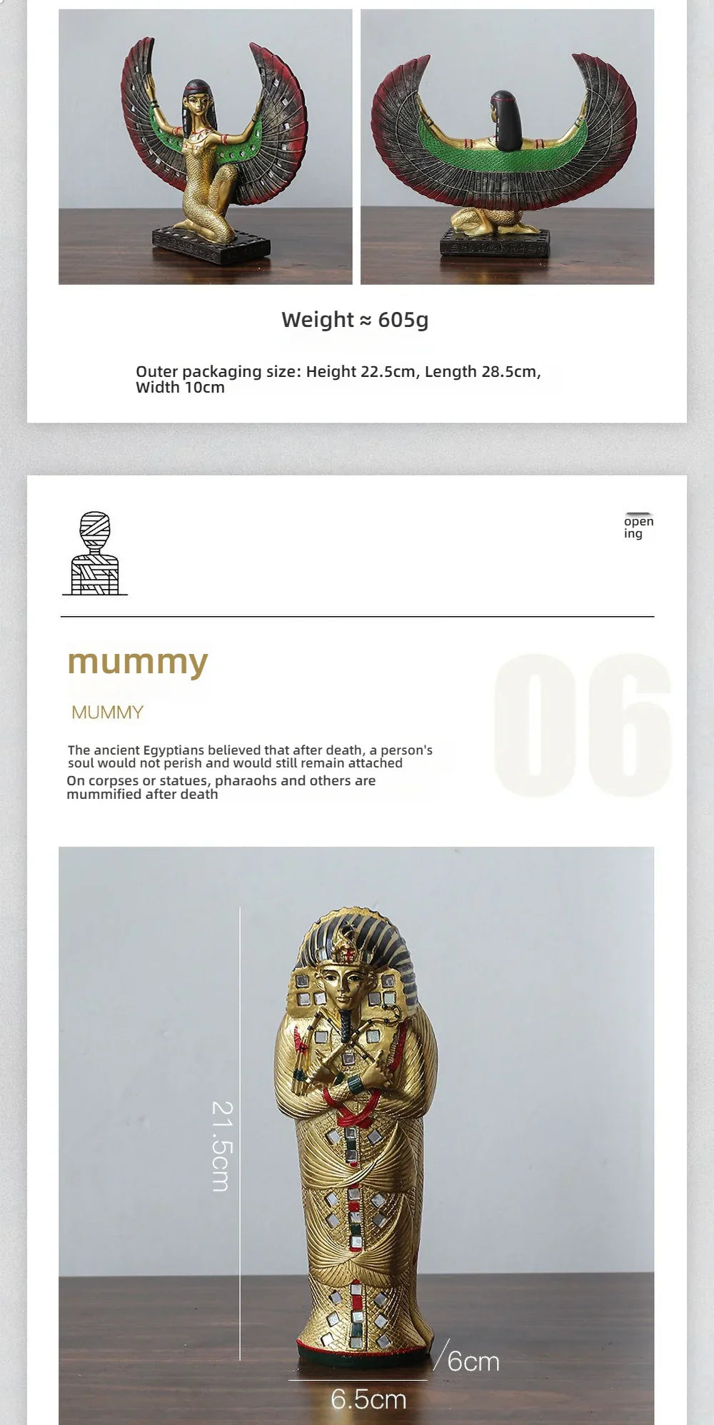 Egyptian Sphinx Resin Statue - Pharaoh Lion Body Human Face Sculpture, Hand-Painted Pyramid Guardian Isis Goddess Inspired Craft