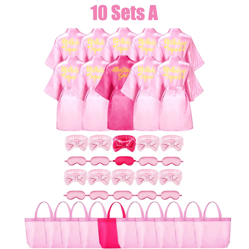 6/10/12 Set Birthday Squad Robes Spa Party for Girls Kimono Satin Spa Robes Child Party Favors for Kids Birthday Hot Pink Party - Premium  from Lizard Vigilante - Just $111.99! Shop now at Lizard Vigilante