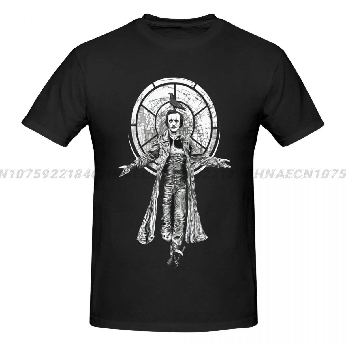 Edgar Allan Poe Inspired T-Shirt – Men's Oversized Crew Neck Cotton Tee, Short Sleeve, Unique Print, Perfect Gift Idea - Premium tee from Lizard Vigilante - Just $23.88! Shop now at Lizard Vigilante