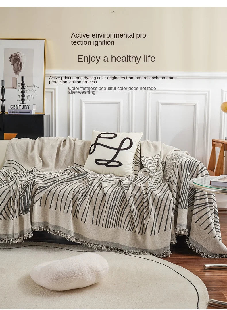 Nordic Throw Blanket – Heavy Stitch Geometric Sofa Tapestry for Home, Camp, and Chaos Nights