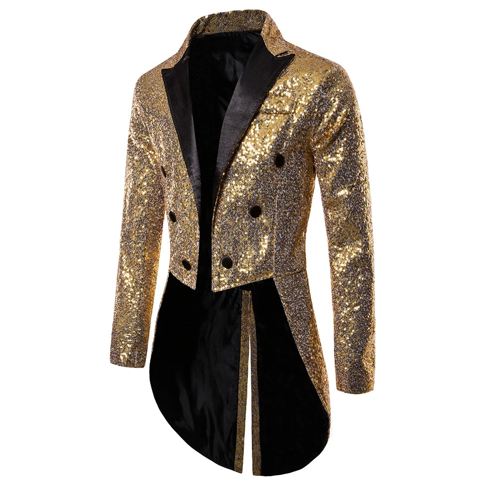 Men's Sequin Button Tuxedo Blazer – Stylish Coat for Weddings and Celebrations - Premium blazer from Lizard Vigilante - Just $53.88! Shop now at Lizard Vigilante