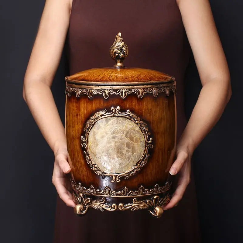 Retro Circular Garbage Bin Covered Living Room Creative Waste Bins Kitchen Bedroom Wastebasket Trash Can Lid Luxury Beautiful