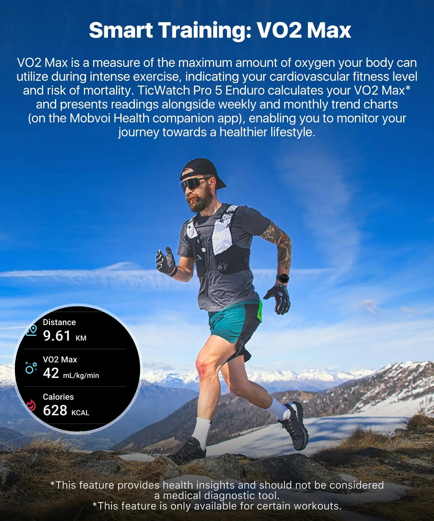 TicWatch Pro 5 Enduro Wear OS Smartwatch for Men 90Hrs Battery 110+ Workout Modes 7/24 Heart Rate Compass and Android Compatible