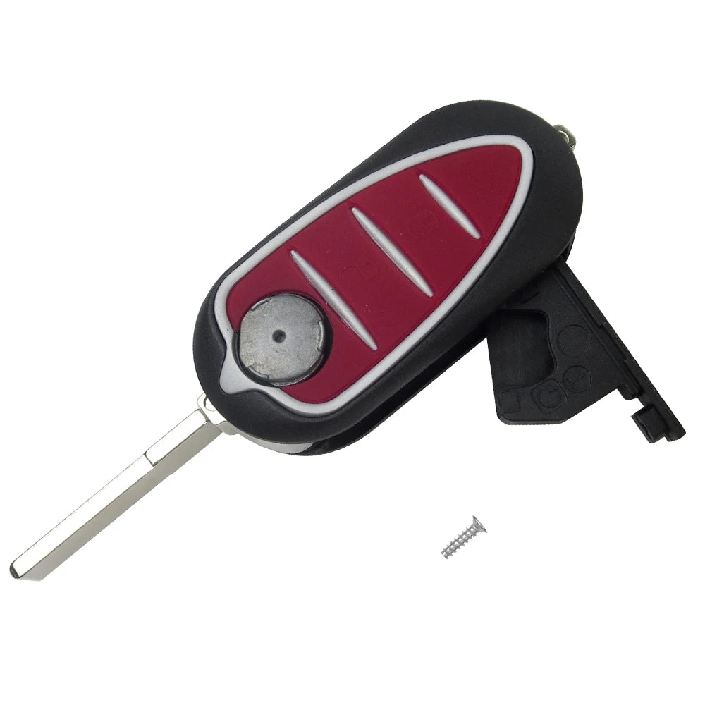 OkeyTech Folding Flip Car Remote Key Shell for Alfa Romeo - 3 Buttons Replacement Key Case with Uncut Blade - Premium key shell from Lizard Vigilante - Just $14.99! Shop now at Lizard Vigilante