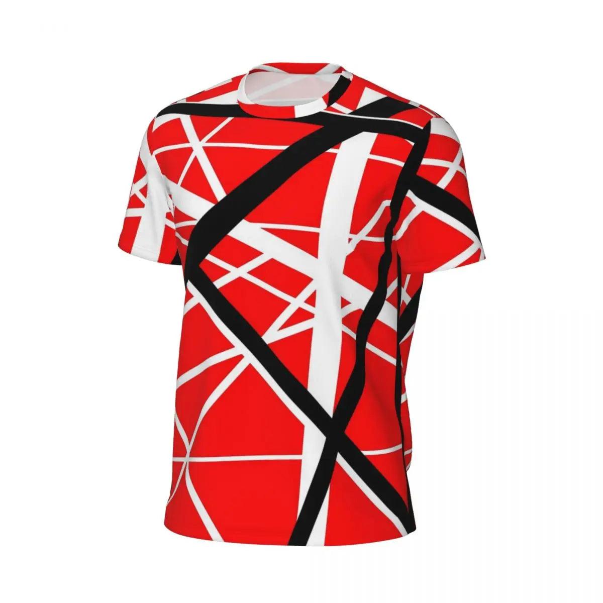 Van Halen T Shirt Red Black and White Line Art Trendy Cool Gym T Shirts Short Sleeve Quick Dry Tops Summer Street Style Top Tees - Lizard Vigilante